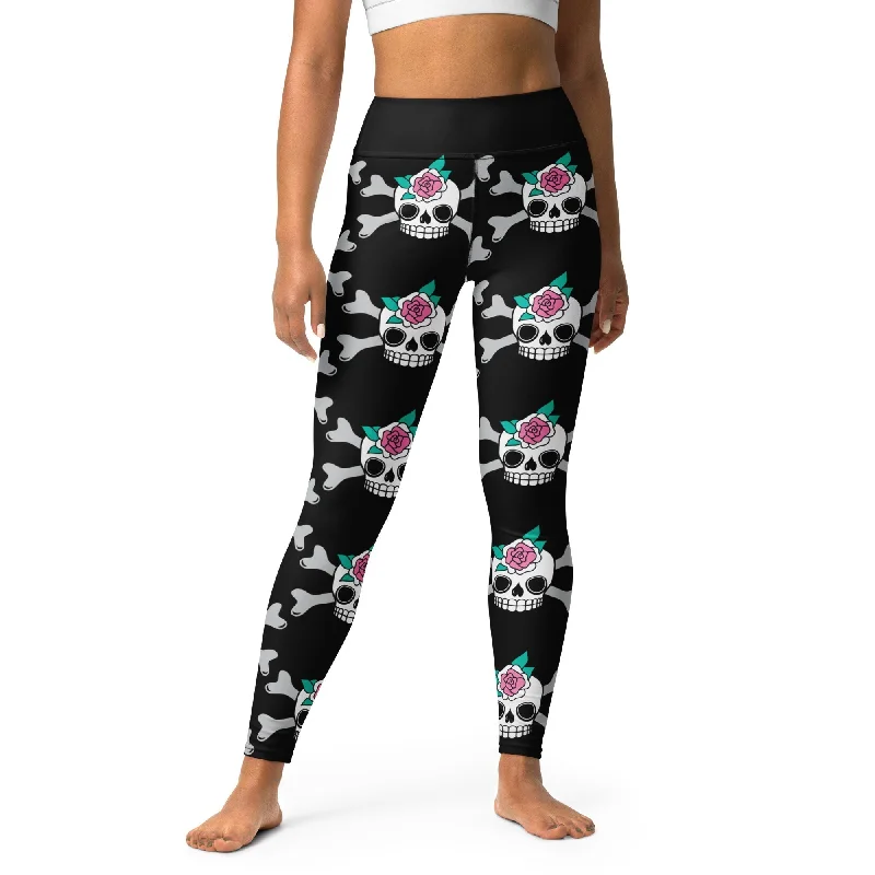 Top Pick SKULLROSE black -2- Yoga Leggings