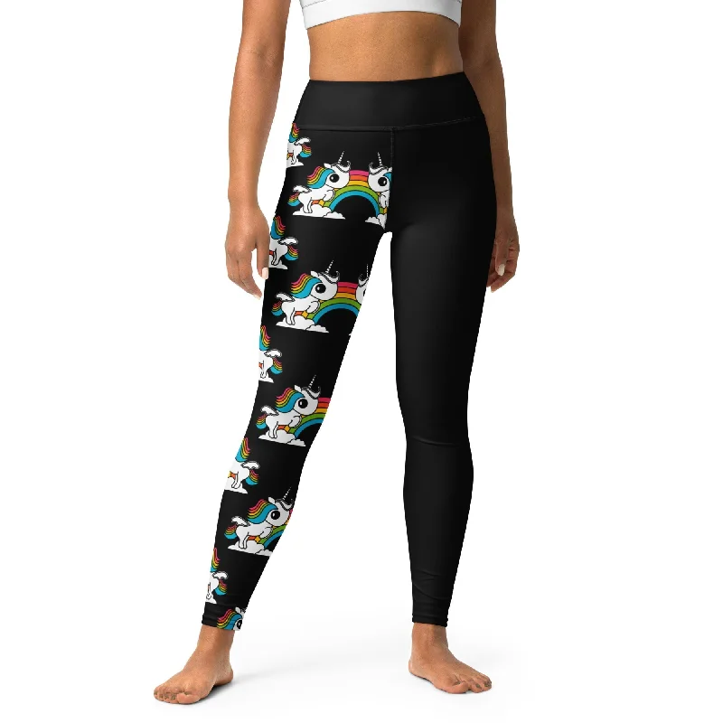 Early Access UNIQUE black - Yoga Leggings with unicorns and rainbows